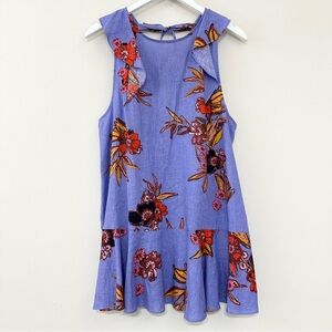 Free People Summer in Tulum Linen Blend Tunic Blue